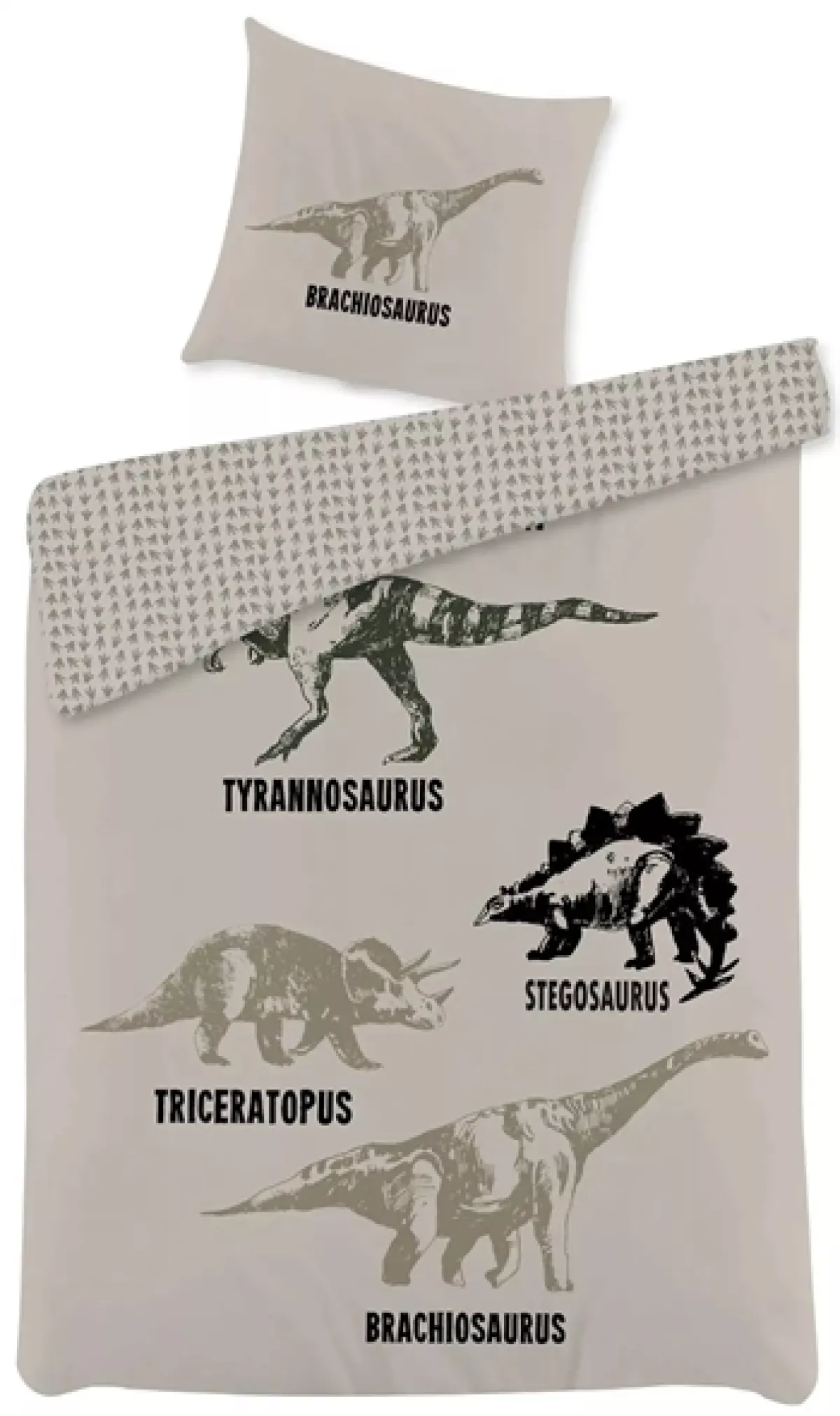 #1 - Sengetøj 150x210 cm - Dinosaurus - 2 i 1 design - 100% bomuld